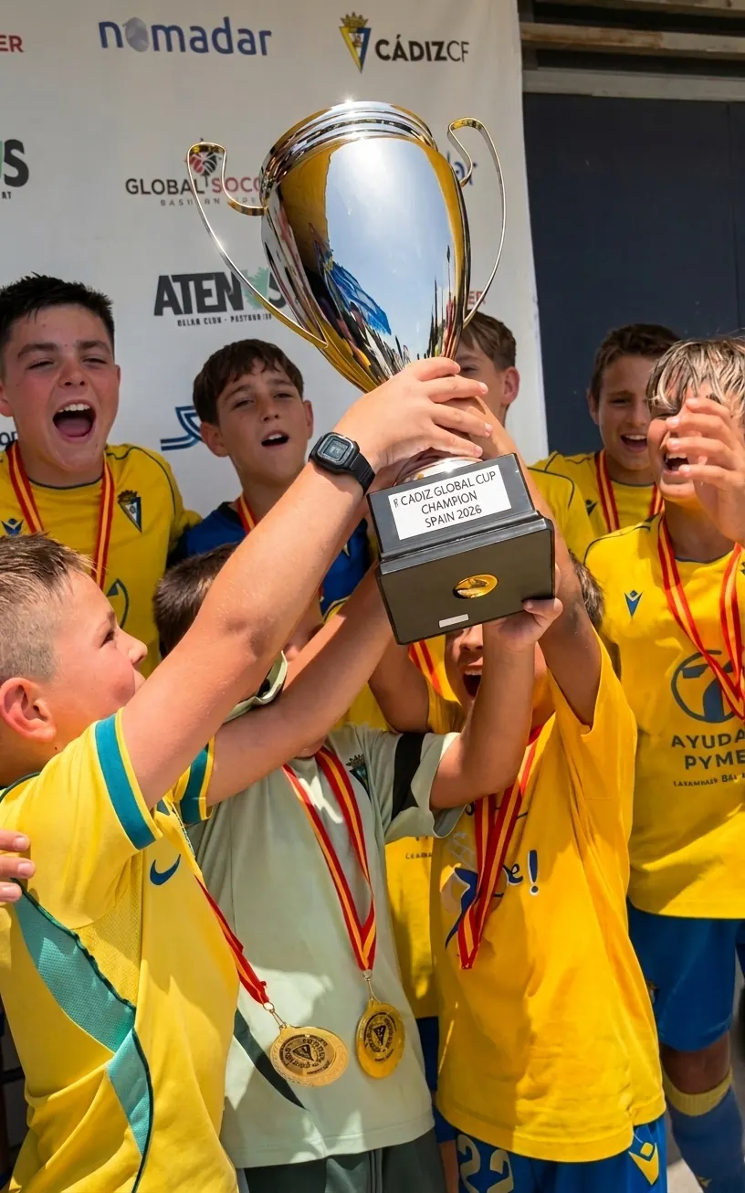 Jugadores levantando el trofeo de campeones